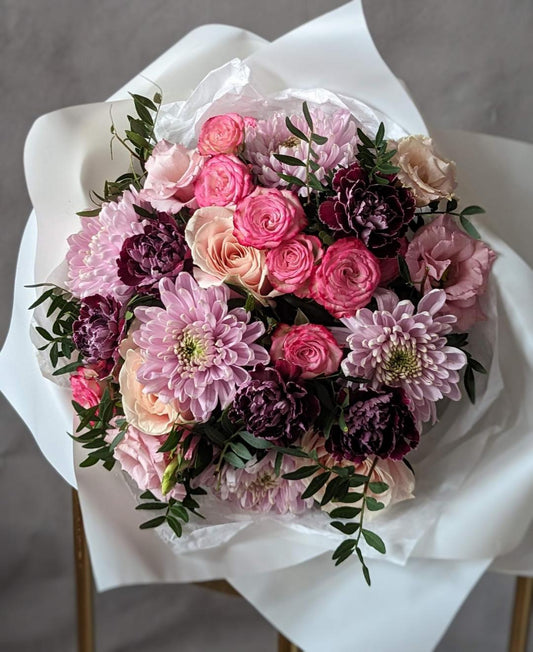 A Whimsical Symphony of Pink and Purple Blooms