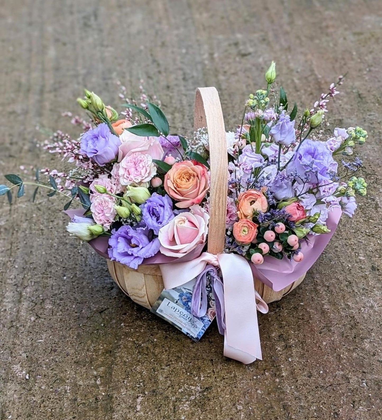 Caramel and Lavender Flower Basket