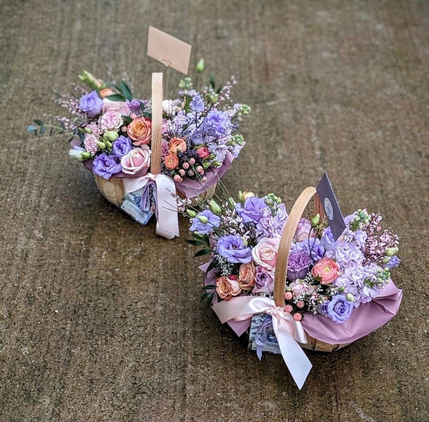 Caramel and Lavender Flower Basket