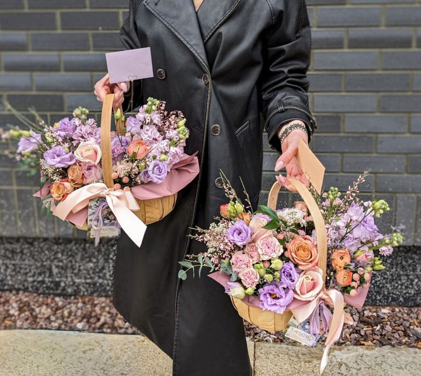 Caramel and Lavender Flower Basket