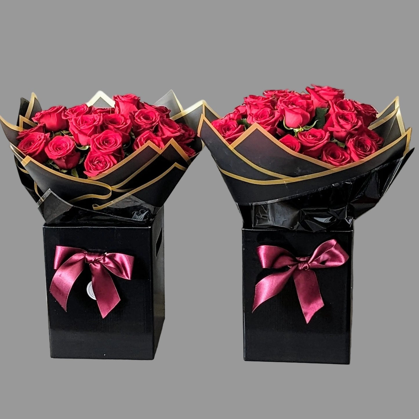 Premium Red Roses in Luxury Black Packaging