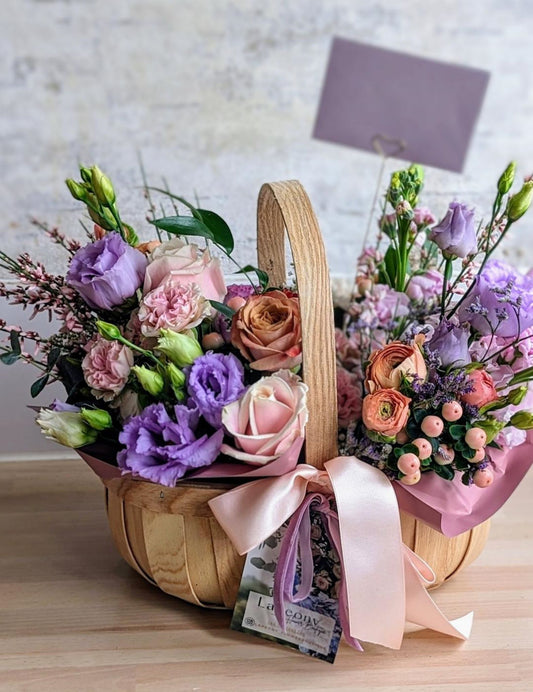 Caramel and Lavender Flower Basket